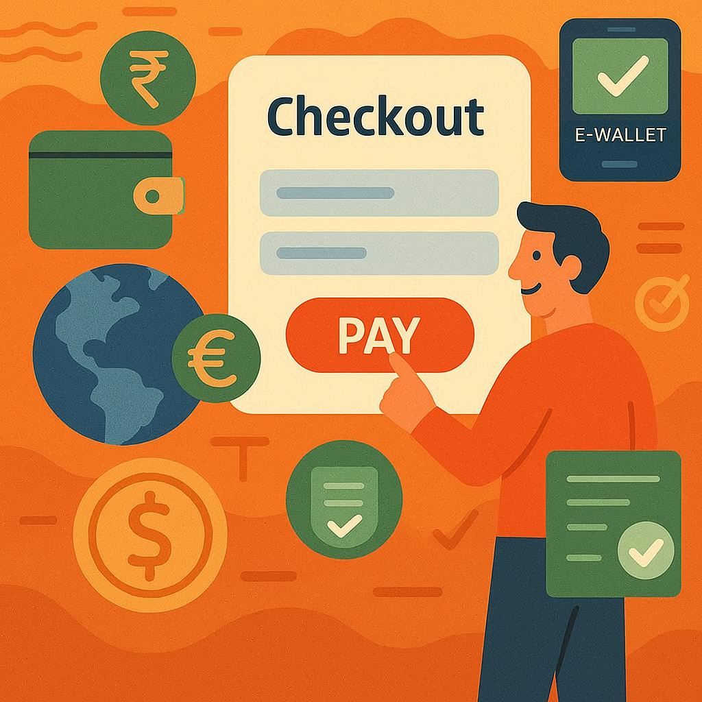 An image with a person that is about to use a Pay button on a Checkout screen.
